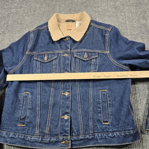 C.E. Schmidt Workwear Jacket Womens XL Blue Denim Lined Sherpa Collar Pockets - Picture 8 of 12